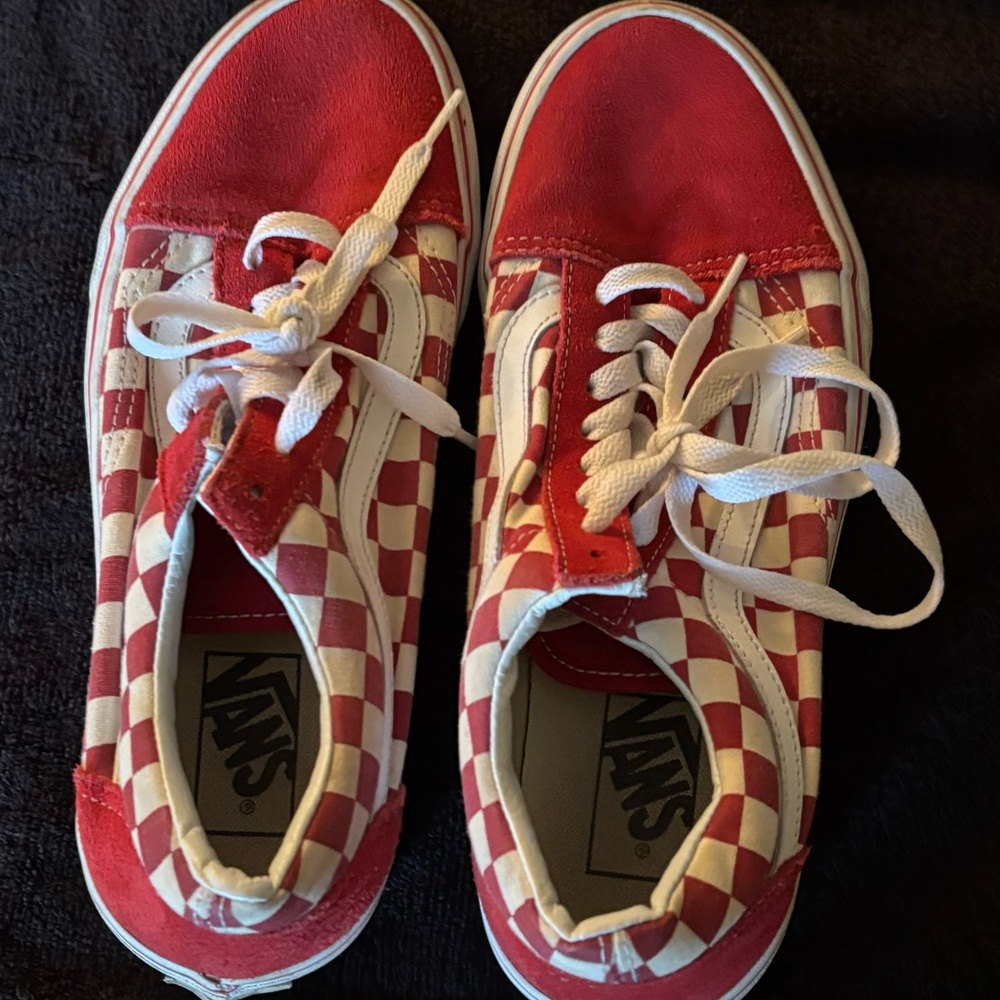 Vans Red Checkered Kids Shoes